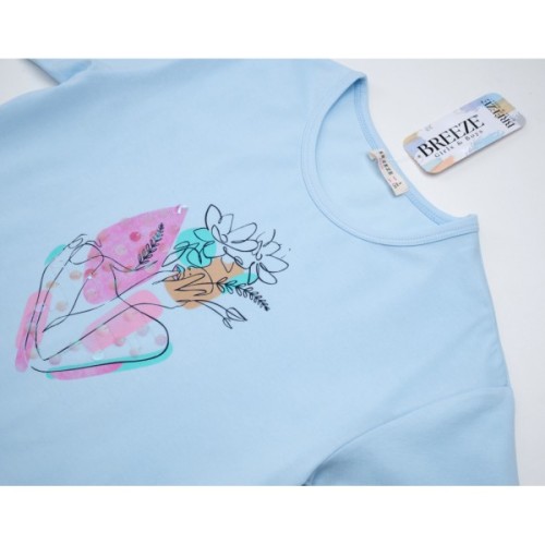 Футболка дитяча Breeze з квітами (21486-176G-blue)