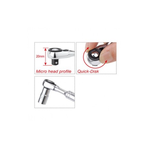 Тріскачка Toptul міні 1/4" 60 зубців, швидкий диск (CHDU0801)