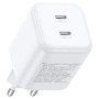 Зарядний пристрій Ugreen X526 2xUSB-C PD45W GaN white (65154)