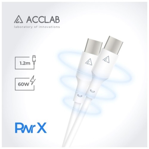 Дата кабель USB-C to USB-C 1.2m PwrX 60W ACCLAB (1283126559563)