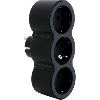 Мережевий розгалужувач Legrand СТАНДАРТ 3х2К+З фронтальні розетки , колір Чорний (694519)