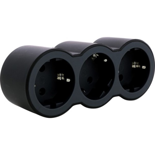 Мережевий розгалужувач Legrand СТАНДАРТ 3х2К+З фронтальні розетки , колір Чорний (694519)