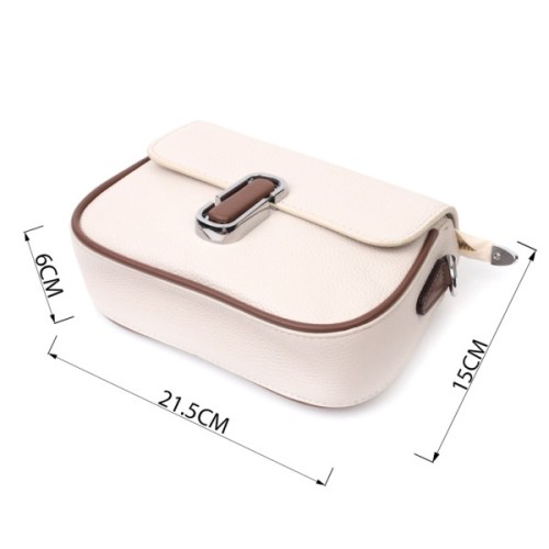 Сумка Vintage Напівкругла жіноча з магнітом-застібкою з натуральної шкіри Біла (22439)