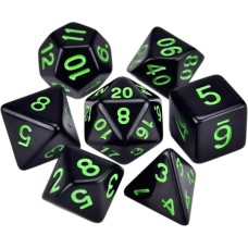 Набір кубиків для настільних ігор Games 7 Days Opaque 7 Dice Set - Black (w-green) (g7dopaq01)
