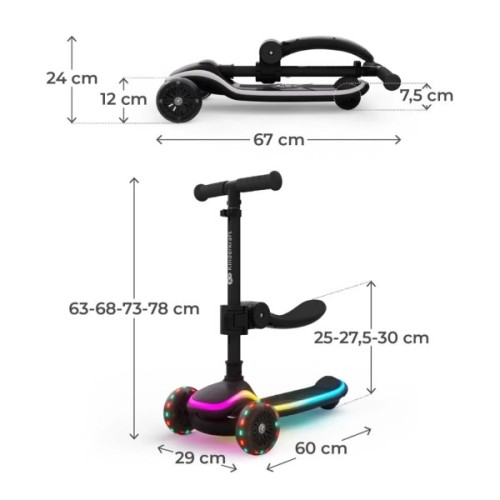 Самокат Kinderkraft 2-в-1 Raket Up Black (KRRAUP00BLK0000) (5902533930029)