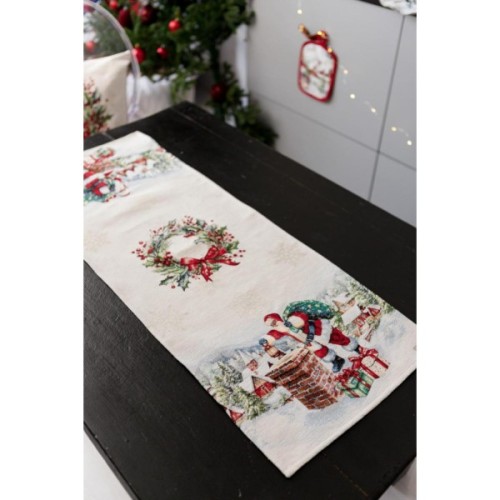 Доріжка на стіл Прованс гобеленова з велюром Снігова зима 40х140 см (036431)