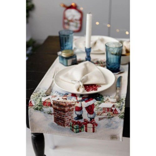 Доріжка на стіл Прованс гобеленова з велюром Снігова зима 40х140 см (036431)