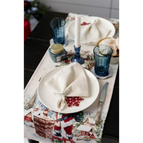 Доріжка на стіл Прованс гобеленова з велюром Снігова зима 40х140 см (036431)