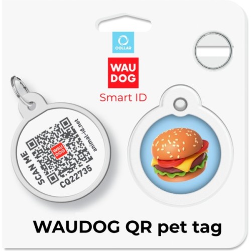 Адресник для тварин WAUDOG Smart ID з QR паспортом "Гамбургер", коло 25 мм (225-4037)