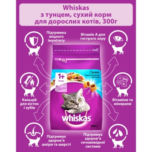 Сухий корм для кішок Whiskas з тунцем 300 г (5900951356094)