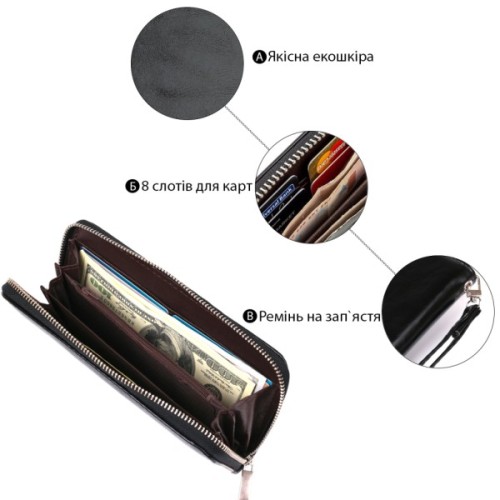 Гаманець Kivi З екошкіри Чорний (19040)