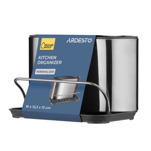 Органайзер для столових приборів Ardesto Minimalism 18x12.3x13см, сталь, сірий темний (ARHK4505GS)