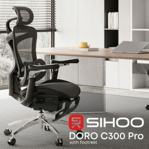 Офісне крісло Sihoo Крісло офісне з підставкою для ніг Sihoo DORO C300 Pro Mesh Black with (DORO-C300-PRO-M101-JT)