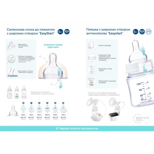 Пляшечка для годування Canpol babies Bonjour Paris з широким отвором 120 мл Синя (35/231_blu)