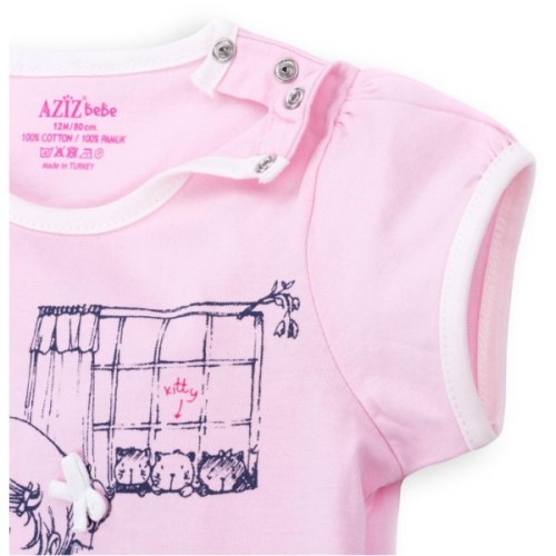 Піжама дитяча Aziz з дівчинкою і котиками (9136-05G-pink)