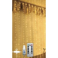 Гірлянда Chomik Штора 3 х 3 м 300 LED Теплий білий USB з пультом (5900779879997)