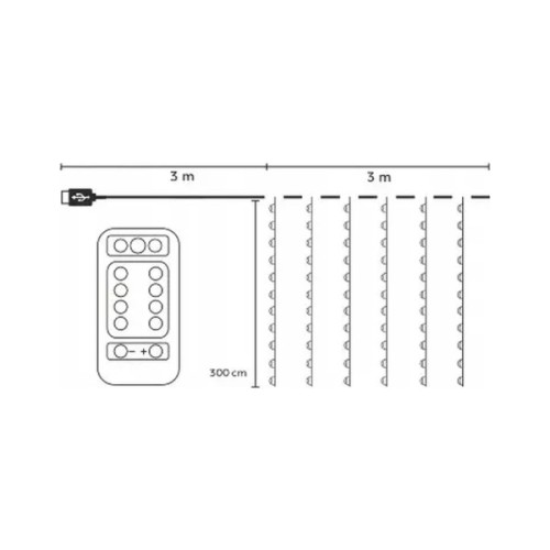 Гірлянда Chomik Штора 3 х 3 м 300 LED Теплий білий USB з пультом (5900779879997)