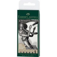 Лайнер Faber-Castell набір ручок капілярних PITT ARTIST PEN колір чорний 6 шт. (XXS, XS, S, F, M, 1,5) (32101)