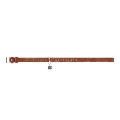 Нашийник для тварин WAUDOG Soft з QR паспортом металічні прикраси XS коричневий (7195)