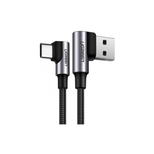 Дата кабель USB 2.0 AM to USB-C 1.0m 3A 90° corner US176 black Ugreen (20856)