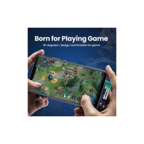 Дата кабель USB 2.0 AM to USB-C 1.0m 3A 90° corner US176 black Ugreen (20856)