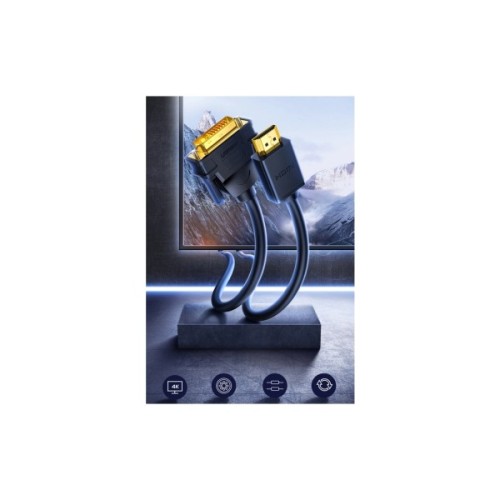 Кабель мультимедійний HDMI M to DVI M 2.0m HD106 black Ugreen (10135)