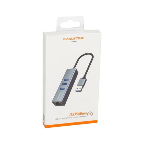 Концентратор Cabletime USB 3.0 to 3xUSB 3.0 + RJ45 0.15m (CA913374)