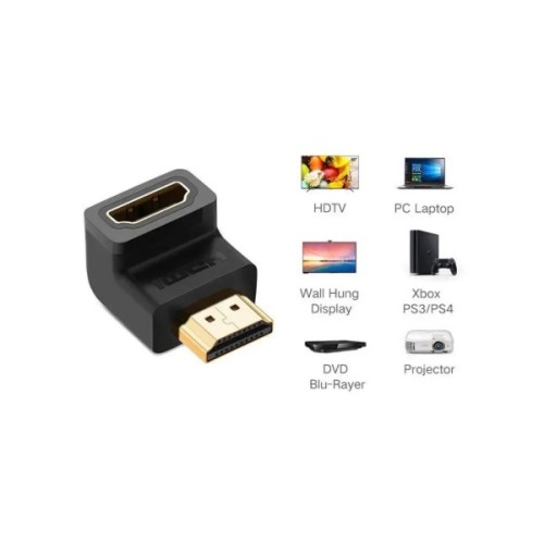 Перехідник HDMI M to HDMI F 90° corner Down HD112 black Ugreen (20109)