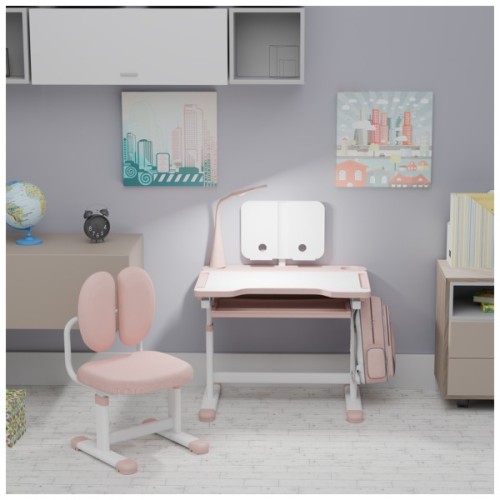 Парта зі стільцем Evo-kids (стол+стул+полка+лампа) Pink (BD-20 PN)