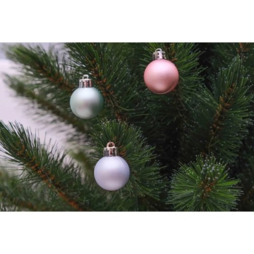 Ялинкова іграшка Chomik пластикові кульки матові 16 шт, 3 см, салатовий, рожевий, блакитний (5900779840539)