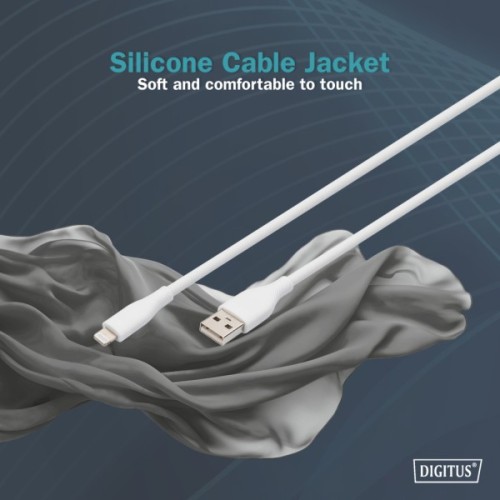 Дата кабель USB 2.0 AM to Lightning 1.0m 12W white Digitus (AK-600108-010-W)