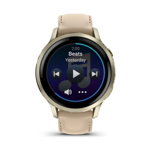 Смарт-годинник Garmin Venu 4 (41mm), Beige w/ Lunar Gold + Leather, GPS смарт-годинник (010-03013-03)