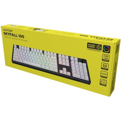 Клавіатура Hator Skyfall 100 Aurum Lemon RGB Wireless/Bluetooth/USB UA Black/White (HTK3100UA)