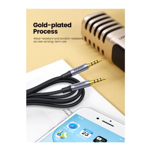 Кабель мультимедійний 3.5mm M to 3.5mm M 1.5m (4pin) AV183 gray Ugreen (20497)