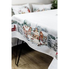 Скатертина Прованс гобеленова з велюром Зимове місто 135х180 см (4823093450462)