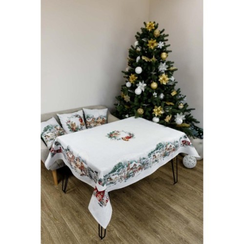 Скатертина Прованс гобеленова з велюром Зимове місто 135х180 см (4823093450462)