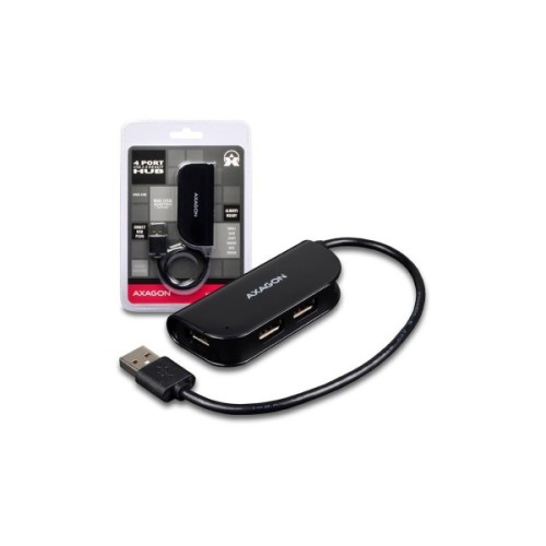 Концентратор AXAGON USB 2.0 to 4xUSB 2.0 0.2m black (HUE-X4B)