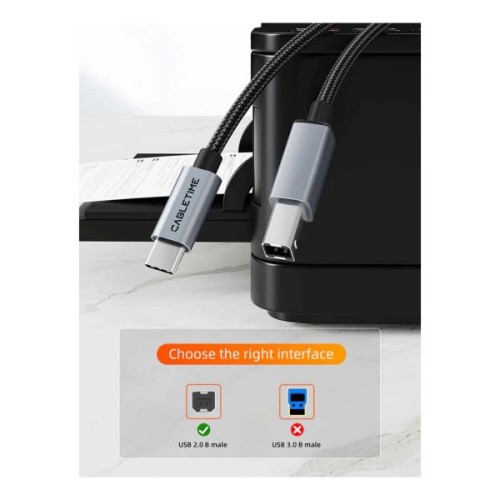 Кабель для принтера USB-C 2.0 to BM 2.0m Cabletime (CA915774)