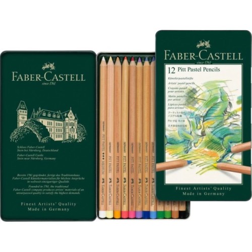 Пастель Faber-Castell Pitt Pastel олівці, металева коробка, 12 кольорів (112112) (15431)