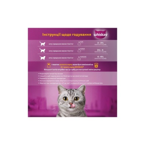 Вологий корм для кішок Whiskas курка, індичка в желе 4х85 г (4770608263676)