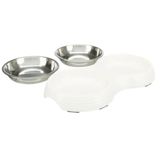 Посуд для котів Trixie Миска подвійна 2х200 мл/13 см(біла) (4011905251875)