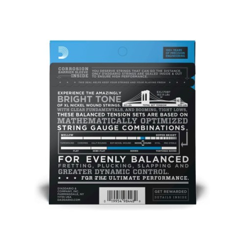 Струни для гітари D'Addario XL Nickel Wound Balanced Tension Regular Light (45-107) (EXL170BT)