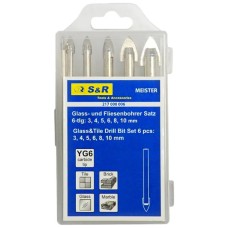 Набір свердл S&R Meister скло/керамiка 3,4,5,6,8,10мм 6шт. (217000006)