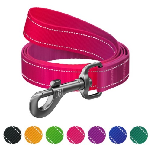 Повідець для собак WAUDOG Nylon Mono світловідбивний S рожевий (46357)
