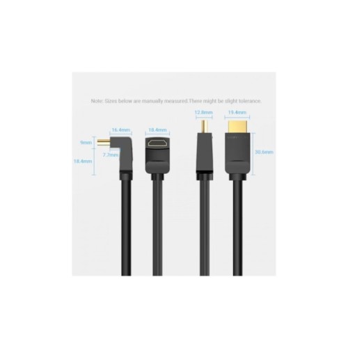 Кабель мультимедійний HDMI M to HDMI M 2.0m V2.0 4K60Hz 90° corner PVC black Vention (AAQBH)