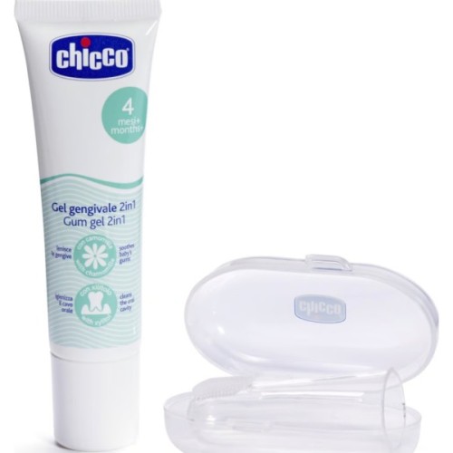 Дитяча зубна паста Chicco Набір: гель для ясен 2в1+ зубна щітка-масажер (11262.00)