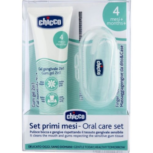 Дитяча зубна паста Chicco Набір: гель для ясен 2в1+ зубна щітка-масажер (11262.00)