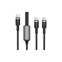 Дата кабель USB-C to 2xUSB-C 1.2m 100W nylon black Acefast (6974316285120)