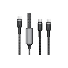 Дата кабель USB-C to 2xUSB-C 1.2m 100W nylon black Acefast (6974316285120)