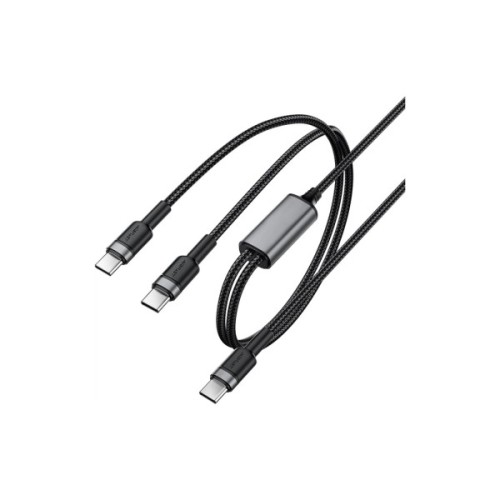 Дата кабель USB-C to 2xUSB-C 1.2m 100W nylon black Acefast (6974316285120)